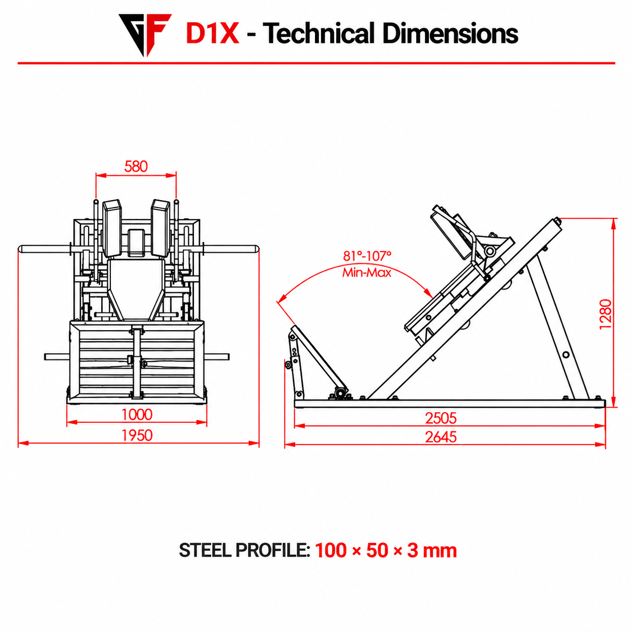 D1X-Hack-Squat-Machine-with-adjustable-foot-platform-Dimensions D1X-Hack-Squat-Machine-with-adjustable-foot-platform-Dimensions