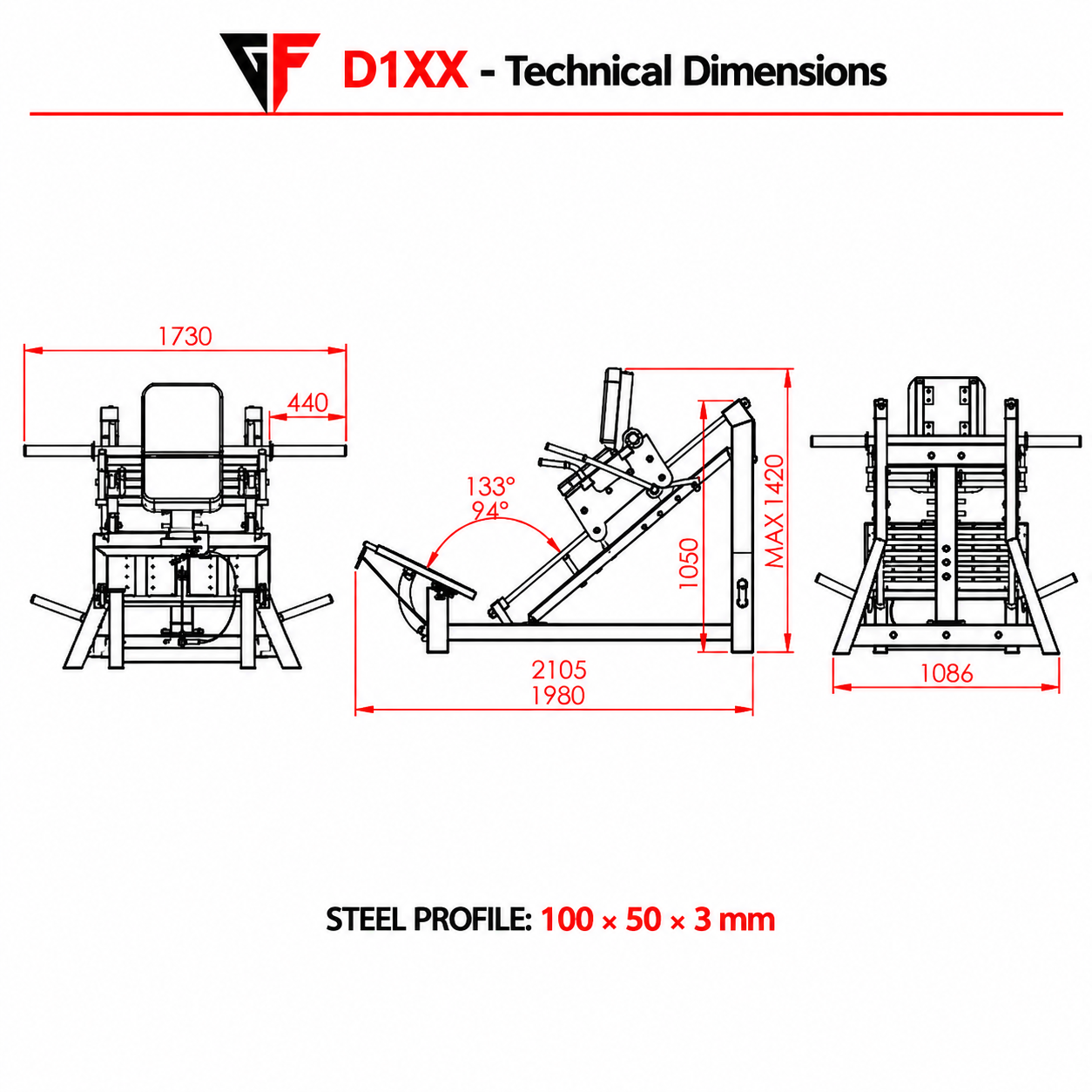 D1XX-Linear-Hack-Squat-Machine-Dimensions D1XX-Linear-Hack-Squat-Machine-Dimensions